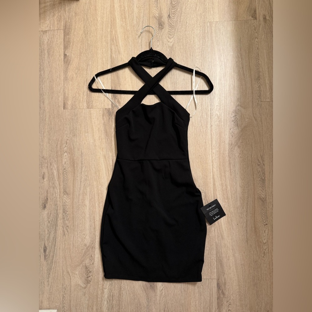 Lulu's Black Halter Bodycon Dress for Cocktail
